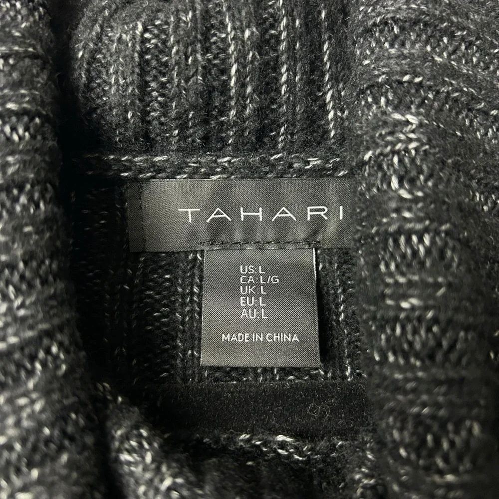 Tahari Black Cowl Neck Sweater Dress L - Picture 5 of 6
